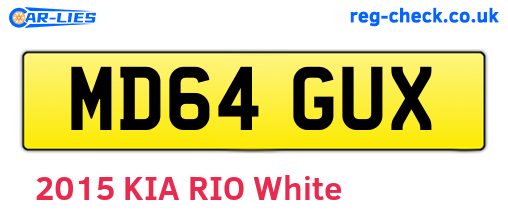 MD64GUX are the vehicle registration plates.