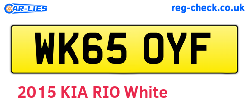 WK65OYF are the vehicle registration plates.