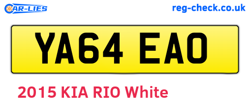 YA64EAO are the vehicle registration plates.