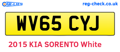 WV65CYJ are the vehicle registration plates.