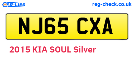 NJ65CXA are the vehicle registration plates.