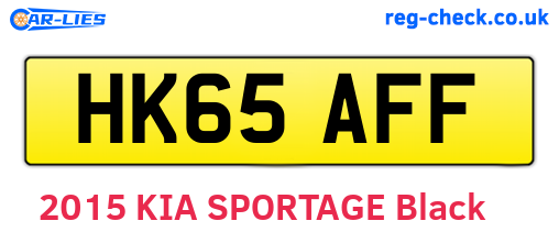 HK65AFF are the vehicle registration plates.