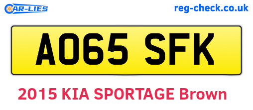 AO65SFK are the vehicle registration plates.