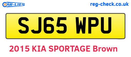 SJ65WPU are the vehicle registration plates.