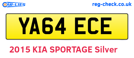 YA64ECE are the vehicle registration plates.