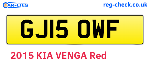 GJ15OWF are the vehicle registration plates.
