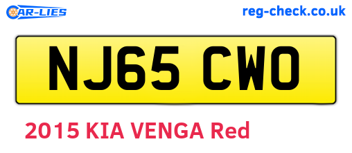NJ65CWO are the vehicle registration plates.