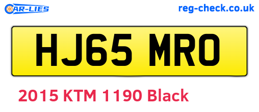 HJ65MRO are the vehicle registration plates.