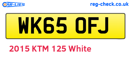 WK65OFJ are the vehicle registration plates.