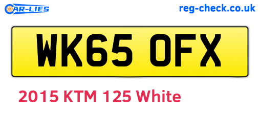 WK65OFX are the vehicle registration plates.
