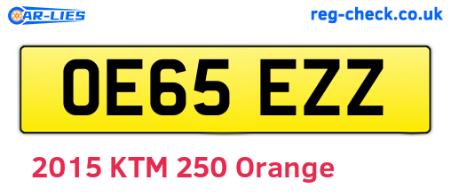 OE65EZZ are the vehicle registration plates.