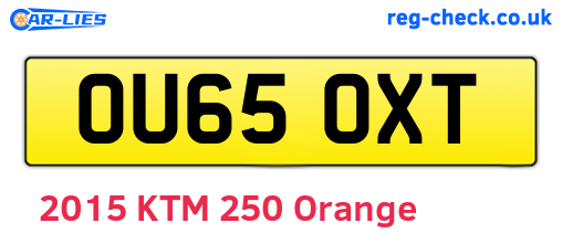 OU65OXT are the vehicle registration plates.