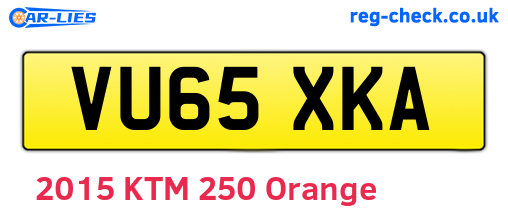 VU65XKA are the vehicle registration plates.