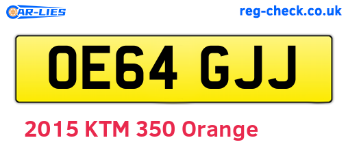 OE64GJJ are the vehicle registration plates.