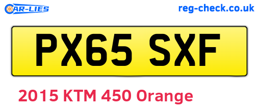 PX65SXF are the vehicle registration plates.