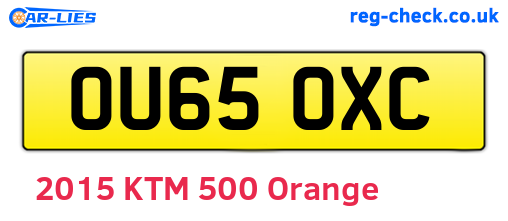 OU65OXC are the vehicle registration plates.