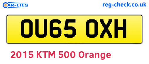OU65OXH are the vehicle registration plates.