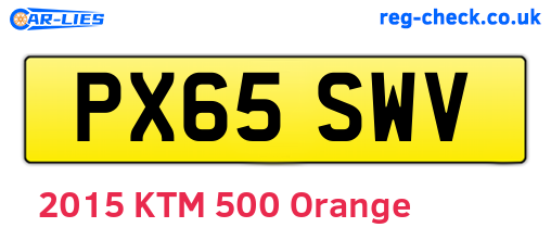PX65SWV are the vehicle registration plates.