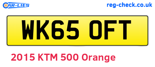 WK65OFT are the vehicle registration plates.