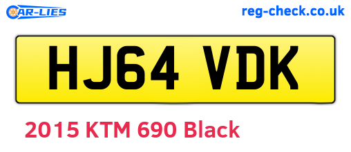 HJ64VDK are the vehicle registration plates.