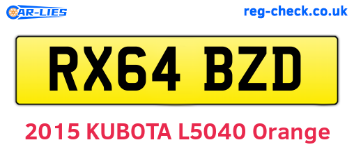 RX64BZD are the vehicle registration plates.