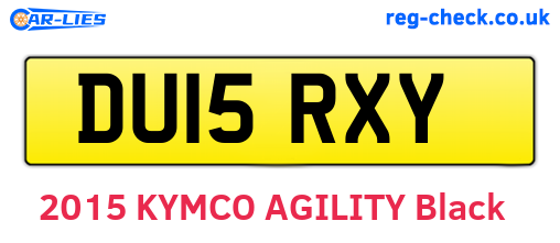 DU15RXY are the vehicle registration plates.