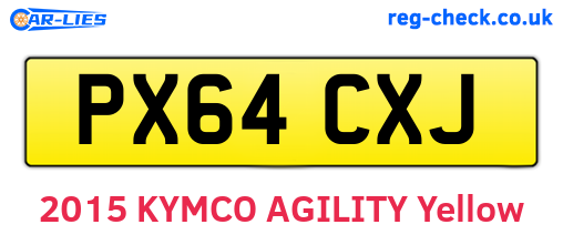 PX64CXJ are the vehicle registration plates.