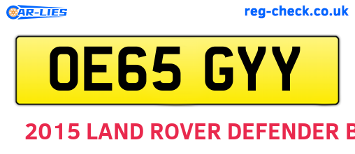 OE65GYY are the vehicle registration plates.