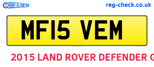 MF15VEM are the vehicle registration plates.