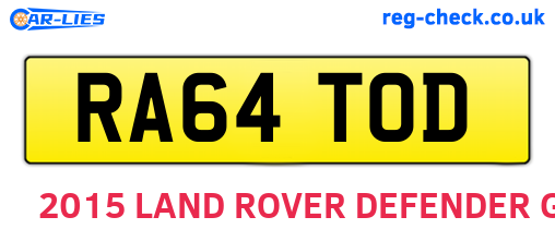 RA64TOD are the vehicle registration plates.