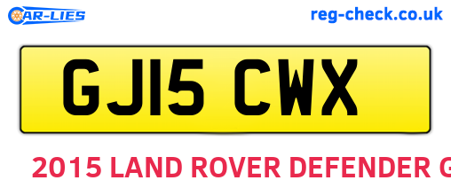 GJ15CWX are the vehicle registration plates.