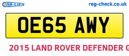 OE65AWY are the vehicle registration plates.