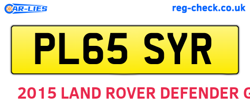 PL65SYR are the vehicle registration plates.