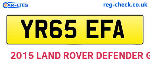 YR65EFA are the vehicle registration plates.