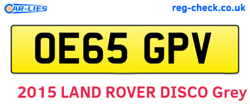 OE65GPV are the vehicle registration plates.