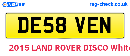 DE58VEN are the vehicle registration plates.