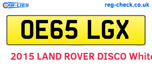 OE65LGX are the vehicle registration plates.