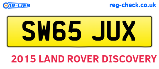 SW65JUX are the vehicle registration plates.