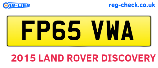 FP65VWA are the vehicle registration plates.