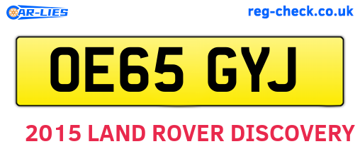 OE65GYJ are the vehicle registration plates.