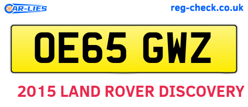 OE65GWZ are the vehicle registration plates.
