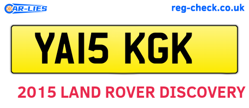 YA15KGK are the vehicle registration plates.