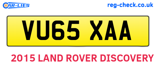 VU65XAA are the vehicle registration plates.