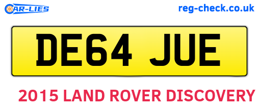 DE64JUE are the vehicle registration plates.