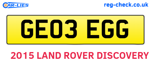 GE03EGG are the vehicle registration plates.