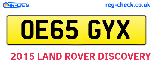 OE65GYX are the vehicle registration plates.