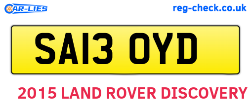 SA13OYD are the vehicle registration plates.