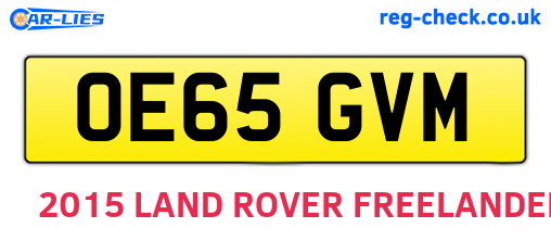 OE65GVM are the vehicle registration plates.
