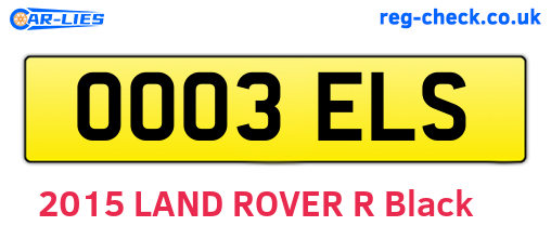 OO03ELS are the vehicle registration plates.