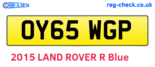 OY65WGP are the vehicle registration plates.